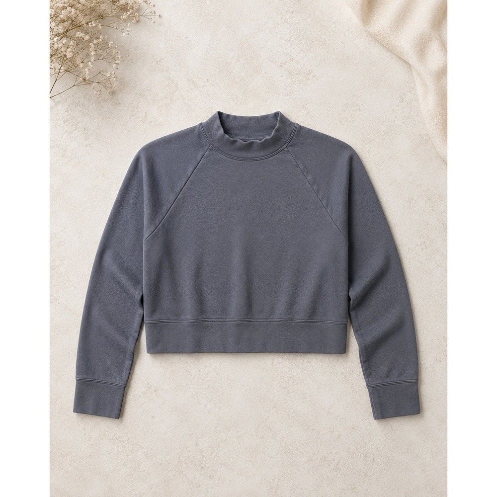 On cloud Running Crew Neck Sweatshirt XS Gray Blue Excellent Side Zip Cropped